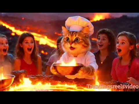 🔥 Funny Cat in Lava – Dancing, Cooking & Serving Food | Viral Meme 2025 🐱😂 #trending #localstarbinit
