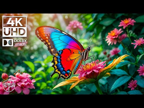 Symphony of Insects - 4K Vibrant Butterfly Colors and Soft Music, Relaxig Music for Peaceful