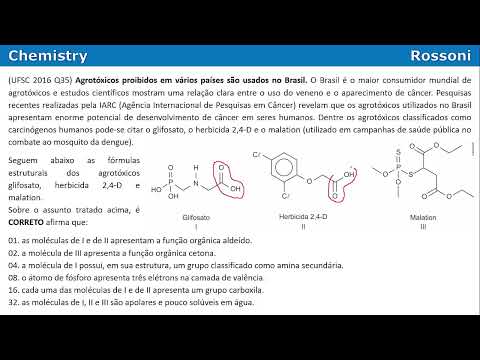 UFSC 2016 Q35 - Agrotóxicos carcinogênicos liberados no Brasil
