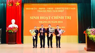 Thành ủy, HĐND, UBND, UBMTTQ Việt Nam thành phố tổ chức sinh hoạt chính trị dưới nghi thức chào cờ đầu tuần tháng 1/2024