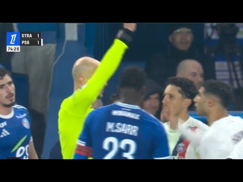 Achraf Hakimi Carton Rouge 🟥 | Strasbourg vs PSG 1-2 | Résumé & Buts | Ligue 1 2025/2026