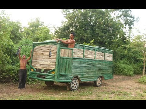 Best building : build the most beautiful Bus by using bamboo _ Bus House