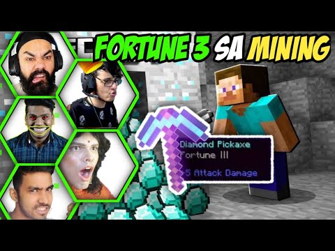 INSANE REACTION - Streamers Mine with Fortune 3 | Minecraft Live