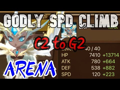SUMMONERS WAR / ARENA CLIMB FROM C2 TO G2 OUTSPEEDING WITH LESSER SPD LEADS -GODLY KABILLA SHOWCASE-
