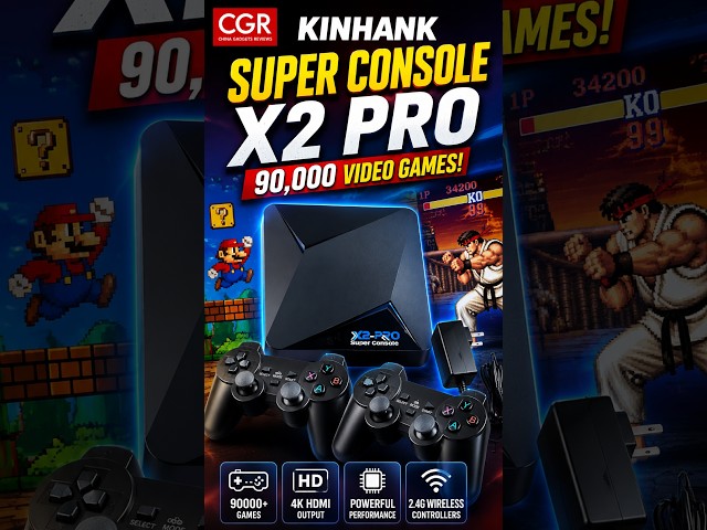 Vídeo relacionado con Kinhank Consola de juegos retro con más de 65000 juegos, consola de videojuegos Super Console X2 Pro Android 9.0/Emuelec 4.6, chip S905X2, salida 4K UHD, 2.4G+5G, BT 5.0