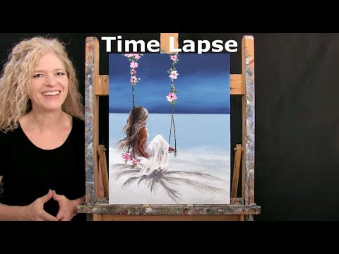 TIME LAPSE - Learn How to Paint "SUMMER SEASCAPE SWING" with Acrylic Paint - Easy Painting Tutorial