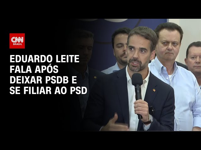 Eduardo Leite fala após deixar PSDB e se filiar ao PSD | CNN 360º