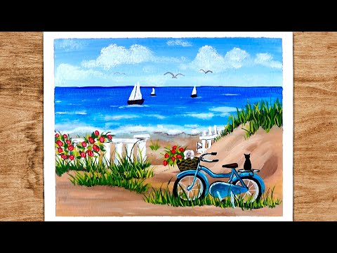 How to Paint a Summer Beach Landscape | Enjoy the Ride Bicycle