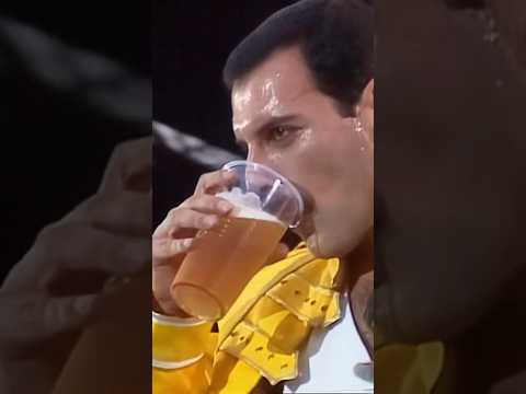 Freddie Mercury drinks beer at the 1986 Wembley concert  #freddiemercury #queen #shorts