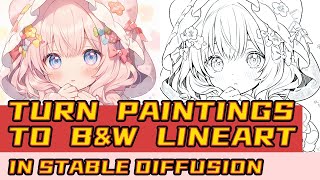how to turning Color Paintings into Black and White Line Art in stable diffusion, using Controlnet
