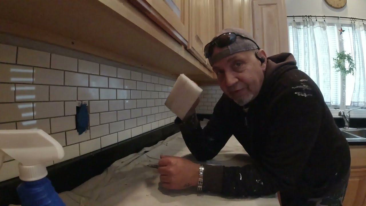 Watch video How to grout subway tile, black grout on white tile Now How to grout subway tile, black grout on white tile