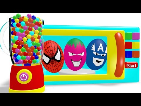 Learn Colors with Microwave & Superheroes Surprise Eggs Coloring for Children - Colors for Kids