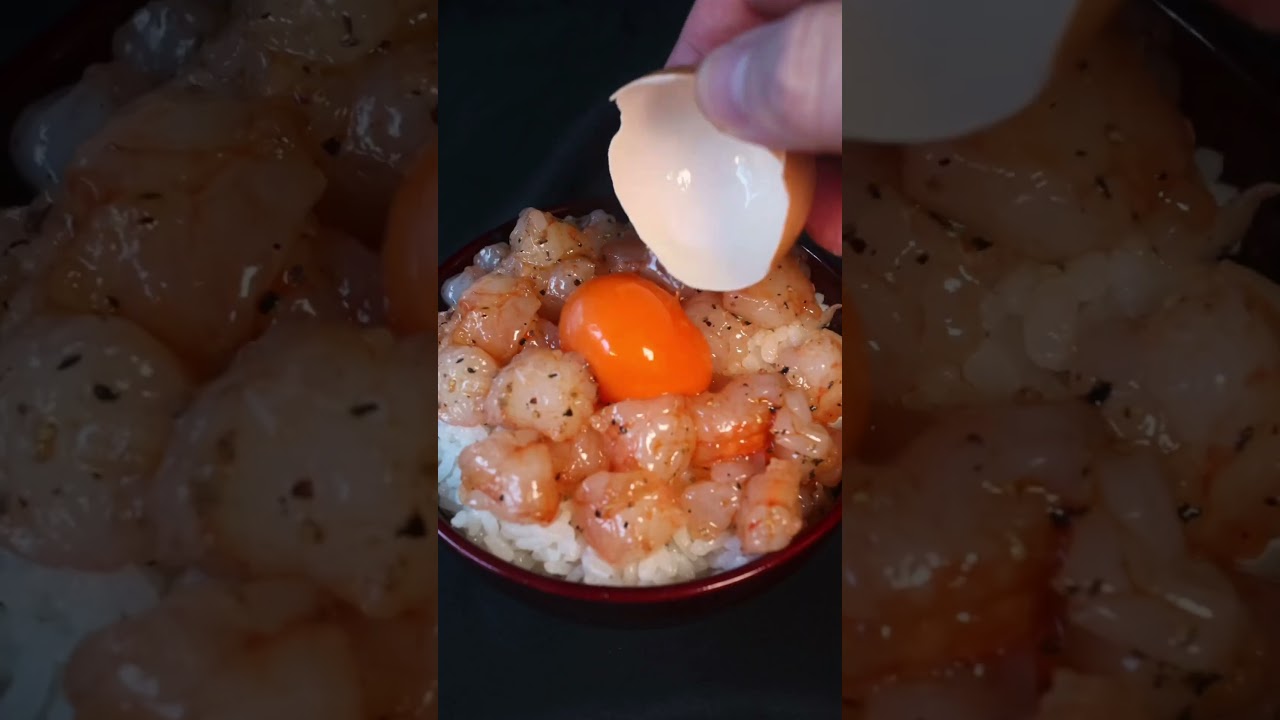 海老塩ユッケ丼🦐🍚#海老 #ユッケ #shrimp