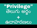 privilege meaning in telugu with examples | privilege తెలుగు లో అర్థం #meaningintelugu