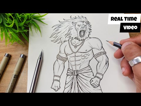 How To Draw Lord Narshimha Free Hand Drawing || Draw With Me @AjArts03