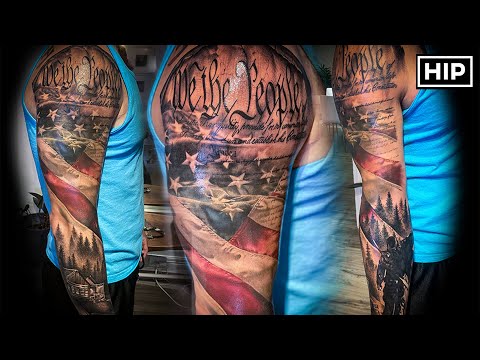Flag Half Sleeve Tattoo