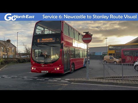 Go North East Route Visual | Service 6: Newcastle to Stanley
