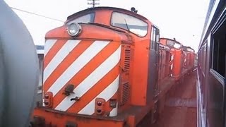 preview picture of video 'Portugal:  Three CP class 1400 diesels at Vila Mea (Douro Valley line)'