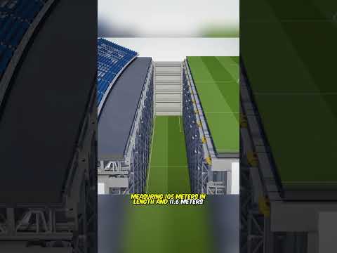 Incredible retractable football field, the entire lawn is hidden underground