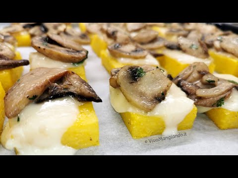 Crostini di polenta e funghi, un antipasto goloso e facile