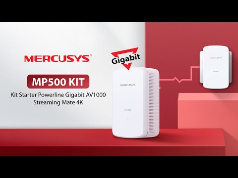 Mercusys | AV1000 Gigabit Powerline Starter Kit | MP500 KIT | 1000 Mbit/s | Ethernet LAN (RJ-45) jungtys 1 video