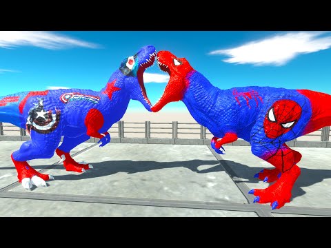 SPIDERMAN T-REX vs CAPTAIN AMERICA vs INDORAPTOR DEATH RUN  -ARBS