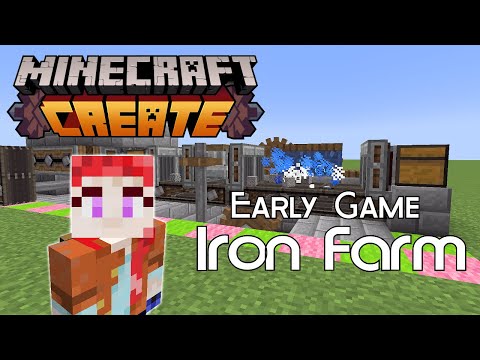 Minecraft Create Tutorial: Easy Cheap Early Game Iron Nugget Farm (and flint I guess)