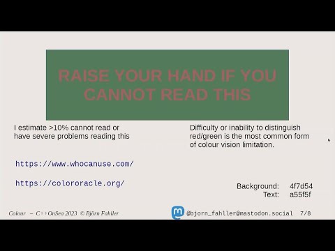 Lightning Talk: Red/Green/What? - Colour Vision Limitation - Björn Fahller - C++ on Sea 2023