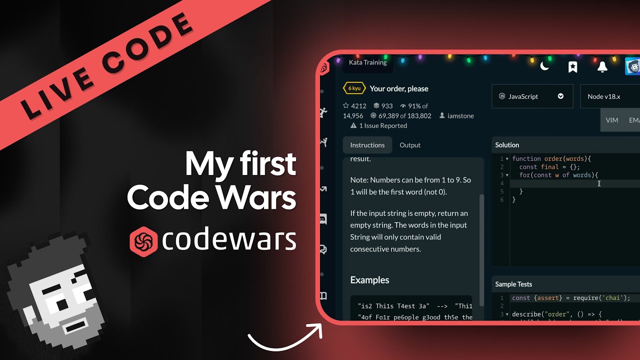 Live code: trying Codewars for the first time