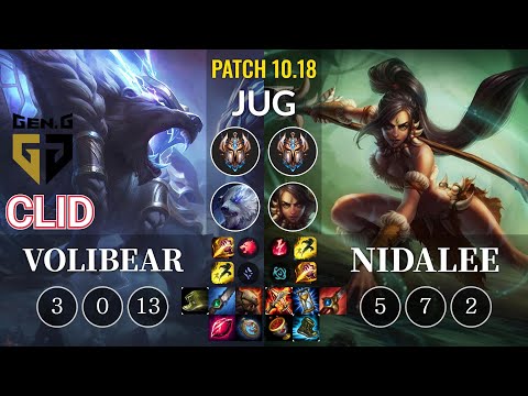 GEN Clid Volibear vs Nidalee Jungle - KR Patch 10.18