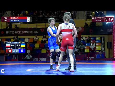 1/4 WW - 55 kg: R. ZASINA (POL) v. A. VOITOVA (UKR)