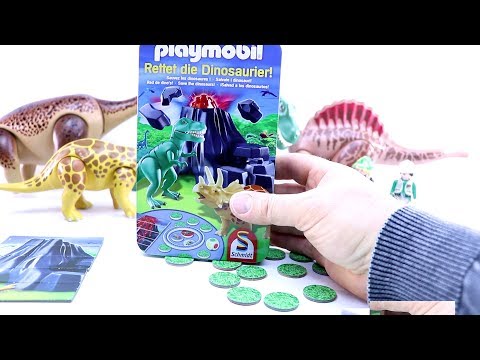 Playmobil Save the Dinosaurs Game - Dinosaur game for kids - Triceratops Stegosaurus Tyrannosaurus