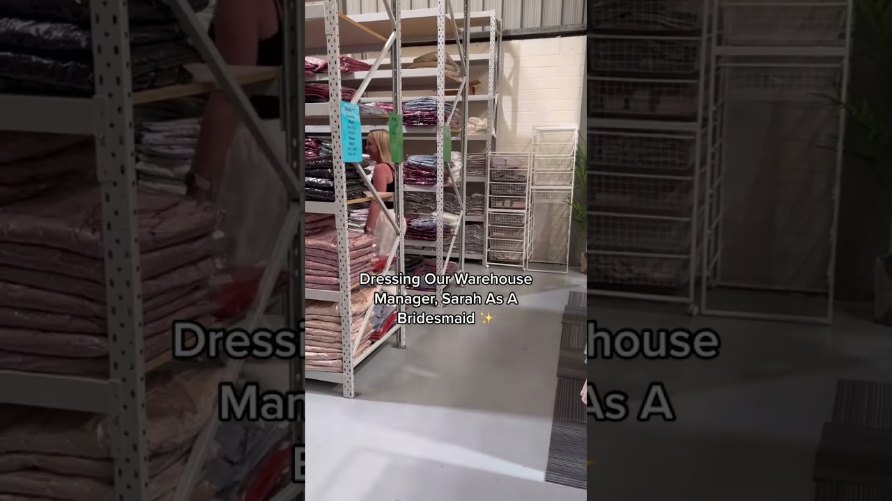 Dressing up our warehouse manager Sarah as a bridesmaid 💕