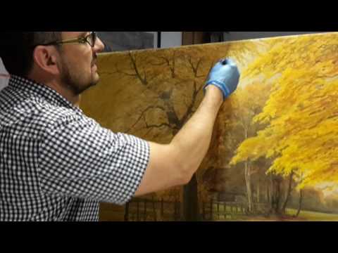 Restaurierung Köln /Nikotin wird vom Ölgemälde entfernt