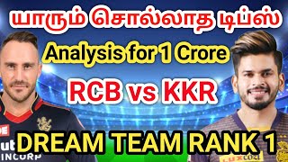 RCB vs KKR GL WINNING TIPS RCB vs KKR Dream11 Team Prediction RCB vs KKR Team 11 RCB vs KKR STATS