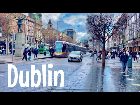 Dublin City Centre walking tour| Dublin Ireland 4k walk| Rainy day walk Dublin