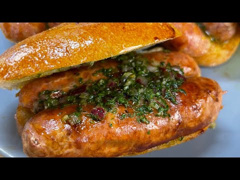 CHORIPAN - Sausage Slider - The Best Street Food in South America! BONUS Chimichurri Sauce Recipe!!