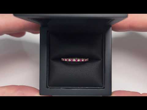 LFRD464R: Ruby & Diamond Half Eternity Ring 0.30ct, 9k Gold