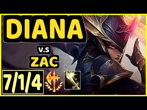 NIGHTBLUE3 (DIANA) vs ZAC - 7/1/4 KDA JUNGLE GAMEPLAY - NA Ranked DIAMOND