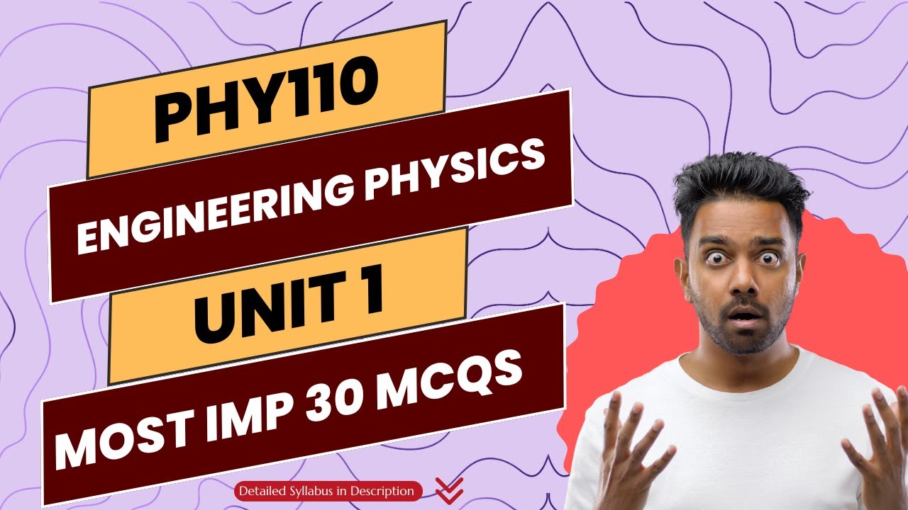 Engineering Physics | PHY110 | UNIT 1 | Most IMP Top 30 MCQs ⚡