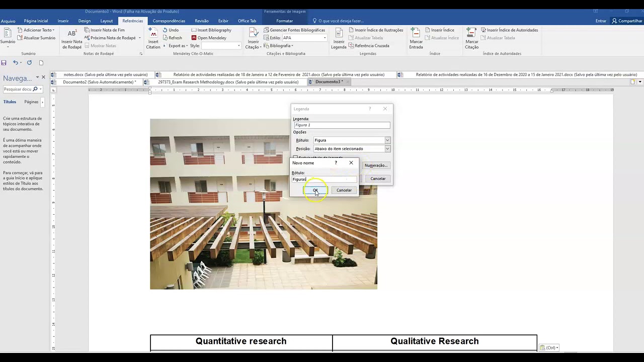 Como criar Indice de figuras e tabelas no word