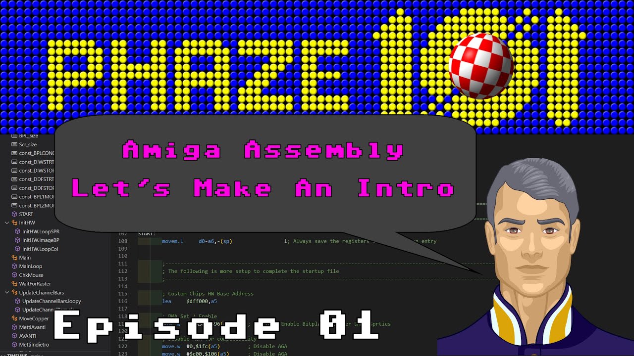 01 Amiga Assembly Beginners - Let's Make an Intro (LMAI Vol1) Update to a simple intro
