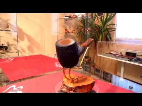 Pipa in radica billiard rusticata black - www.paronellipipe.it