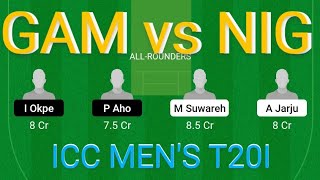GAM vs NIG Dream11 Prediction | GAM vs NIG Dream11 Team | GAM vs NIG Dream11 | ICC MEN'S T20I |