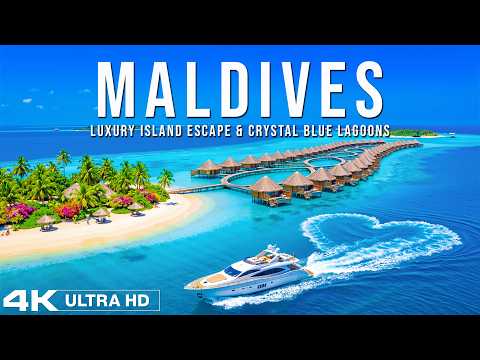 [4K] Maldives 🇲🇻 Luxury Overwater Villas & Turquoise Indian Ocean With Deep House Vibes