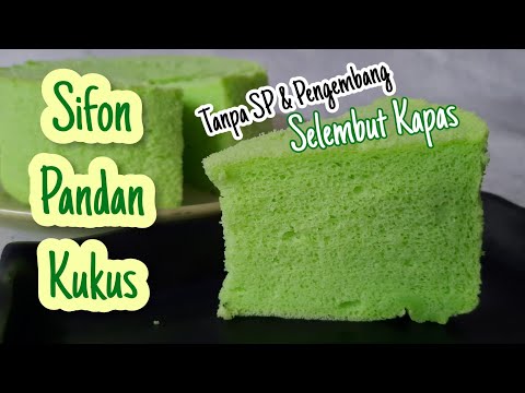 Kue Sifon Pandan Kukus tanpa SP dan Pengembang | Steamed Pandan Chiffon Cake Witout Oven