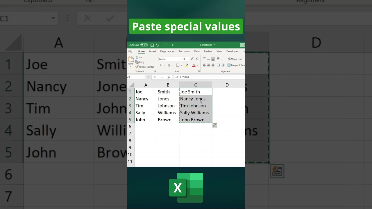 How to Use Paste Special Values in Excel