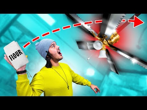 Throwing Things Into A DANGEROUS Ceiling Fan! Video