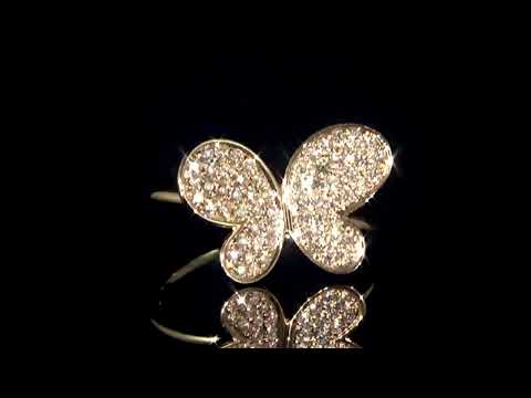 Lady's 14k Rose Gold Cluster Diamond Butterfly Design Ring