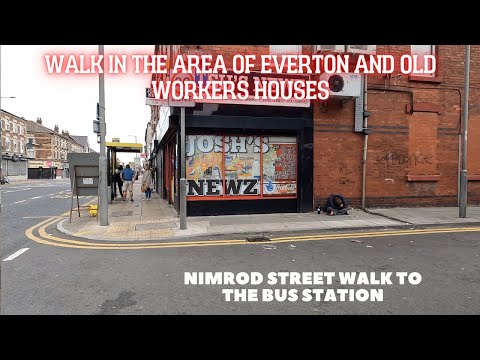 Nimrod street near to Goodison park Liverpool. Walk on the street.